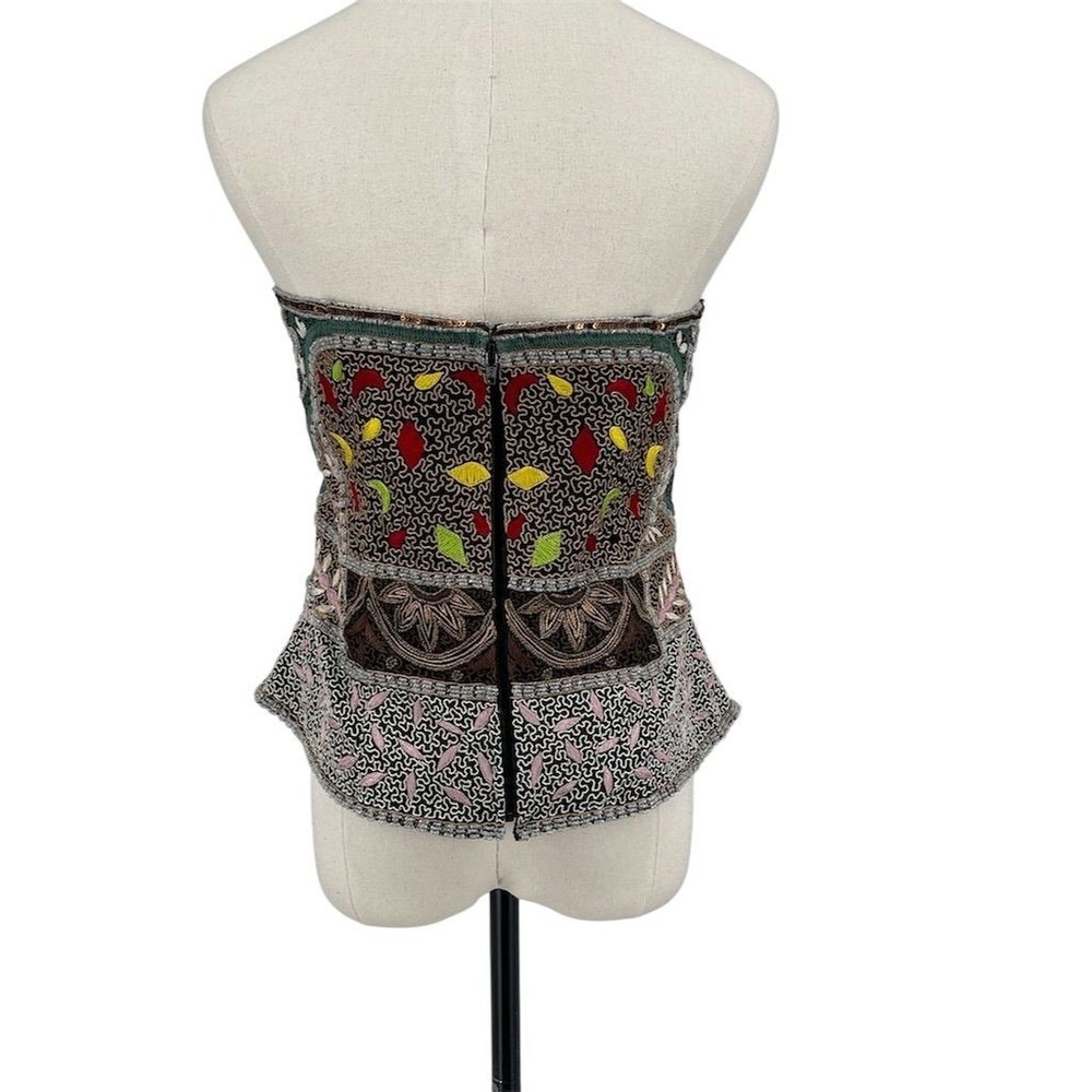 Vtg Anthropologie Aftershock Multicolor Beaded Camisole Corset Top S/M See Note - Picture 5 of 8
